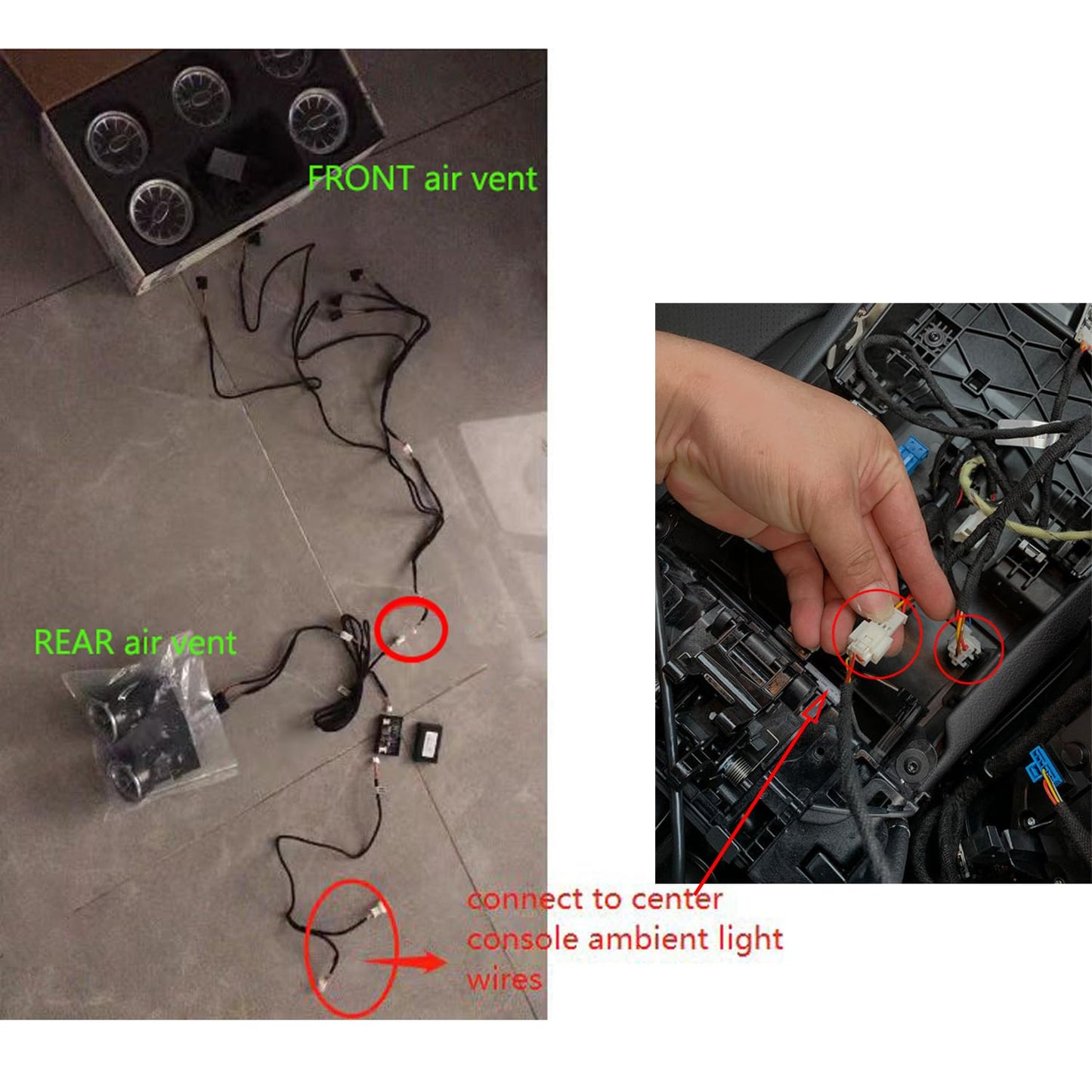 64 Colors Sync, Air Vent Ambient Light Fits for Mercedes Benz C180 C200 C250 C300 C400 C43AMG C63AMG C Class w205 2019 2020 2021, 7pcs Turbo Vents LED Interior Trim