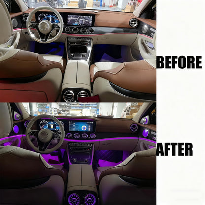 W213 Air Vent LED Ambient Light, 64 Colors Sync, 8 pcs/Set, Fits for 2017-2022 Mercedes Benz E200/E250/E300/E350/E400/E450/E53/E63 E-Class, NOT for 2 Door Coupe